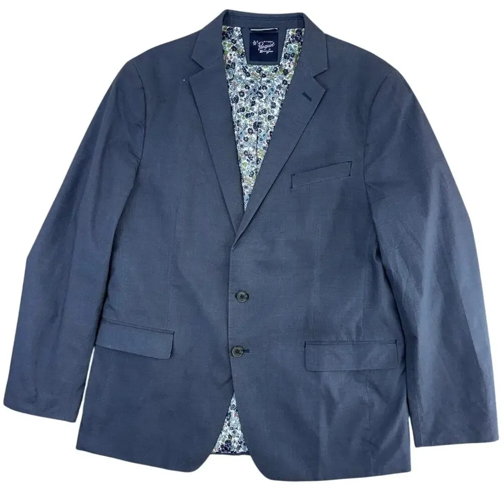 Original Penguin Men’s 44R Blue Summer Blazer Cotton Floral Lining Two Button